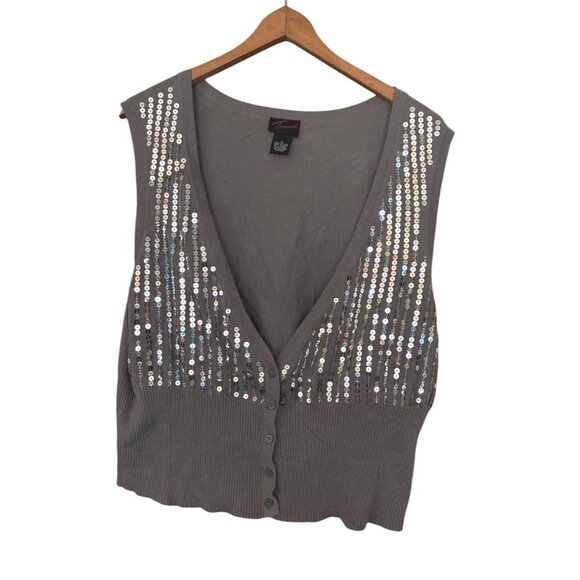 Womens Torrid Sleeveless Sequin Button Front Top Shell Cotton Size 2 Layer Party - Picture 1 of 7